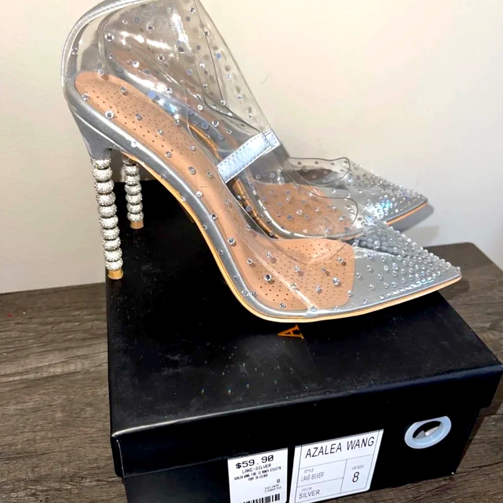 Azalea Wang clear rhinestone pumps